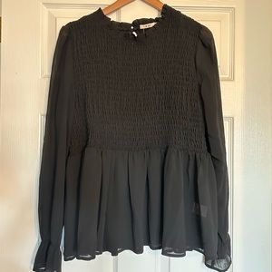 Francesca’s Black Peplum Sheer Dressy Blouse Size Extra Large NWT